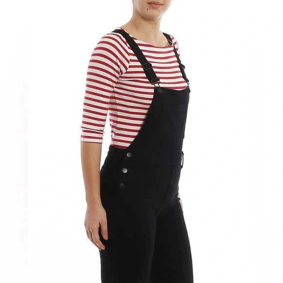 J BRAND JULES OVERALLS JEAN DUNGAREES BLACK BOYFRIEND STRAIGHT LEG RETRO DENIM M - Picture 5 of 16